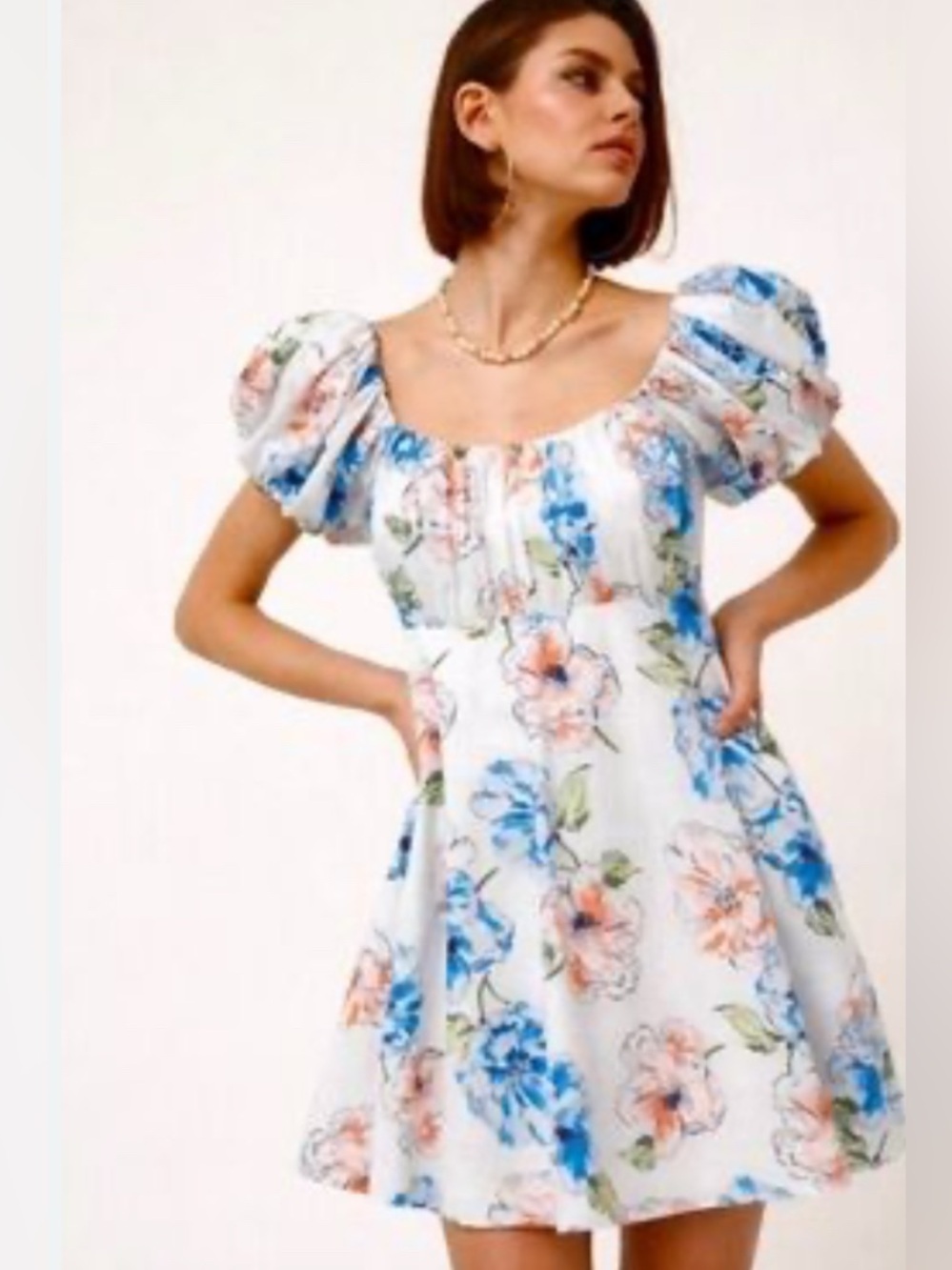 Abercrombie & Fitch Ruched Puff Sleeve Mini Dress.